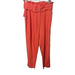 Moon River Womens Linen Blend Orange Paperbag Waist Pants XS Beachy Boho Lagenlo